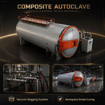 Autoclave công nghiệp được chứng nhận CE được sử dụng trong chế biến sợi cacbon hàng không vũ trụ Kiểm soát chân không Temp chính xác Composite niêm phong chặt chẽ