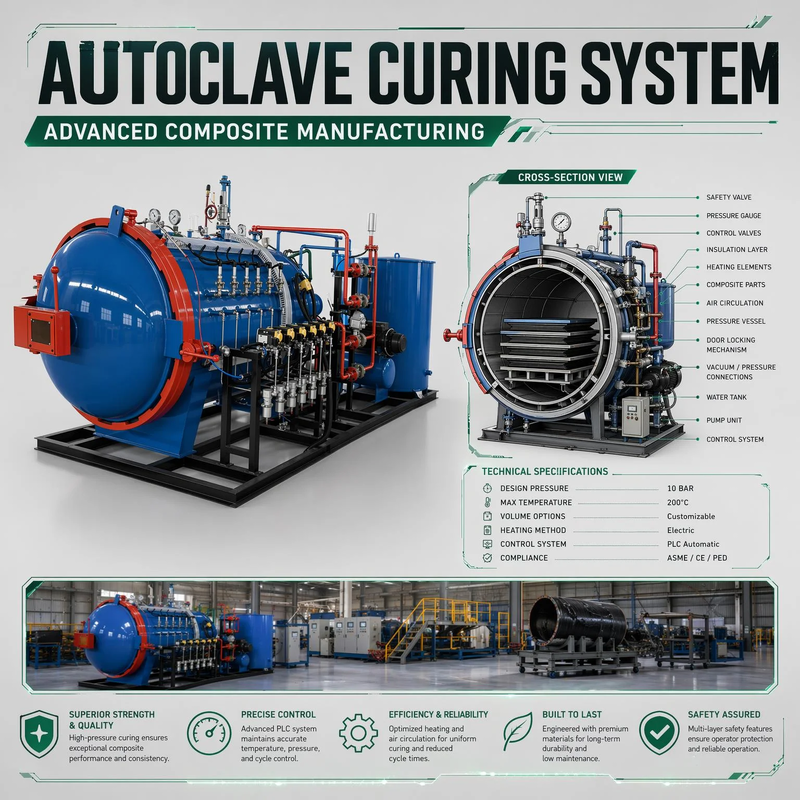 Autoclave chân không được xác nhận CE cho Prepreg Composite Molding Insulation nhiệt ổn định tham số Industrial Hot Press Pressure Tank